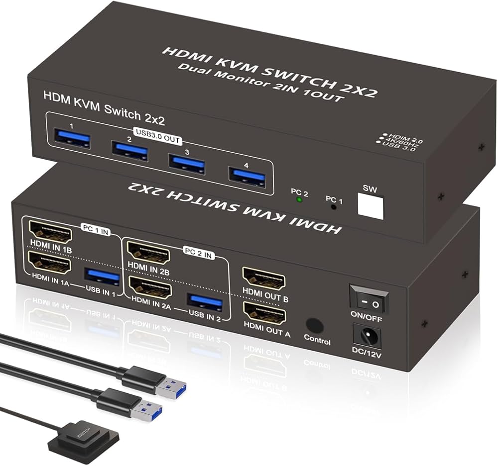 Amazon.co.jp: 【デュアルモニター 同時出力】4K 60Hz HDMI KVM 切替器