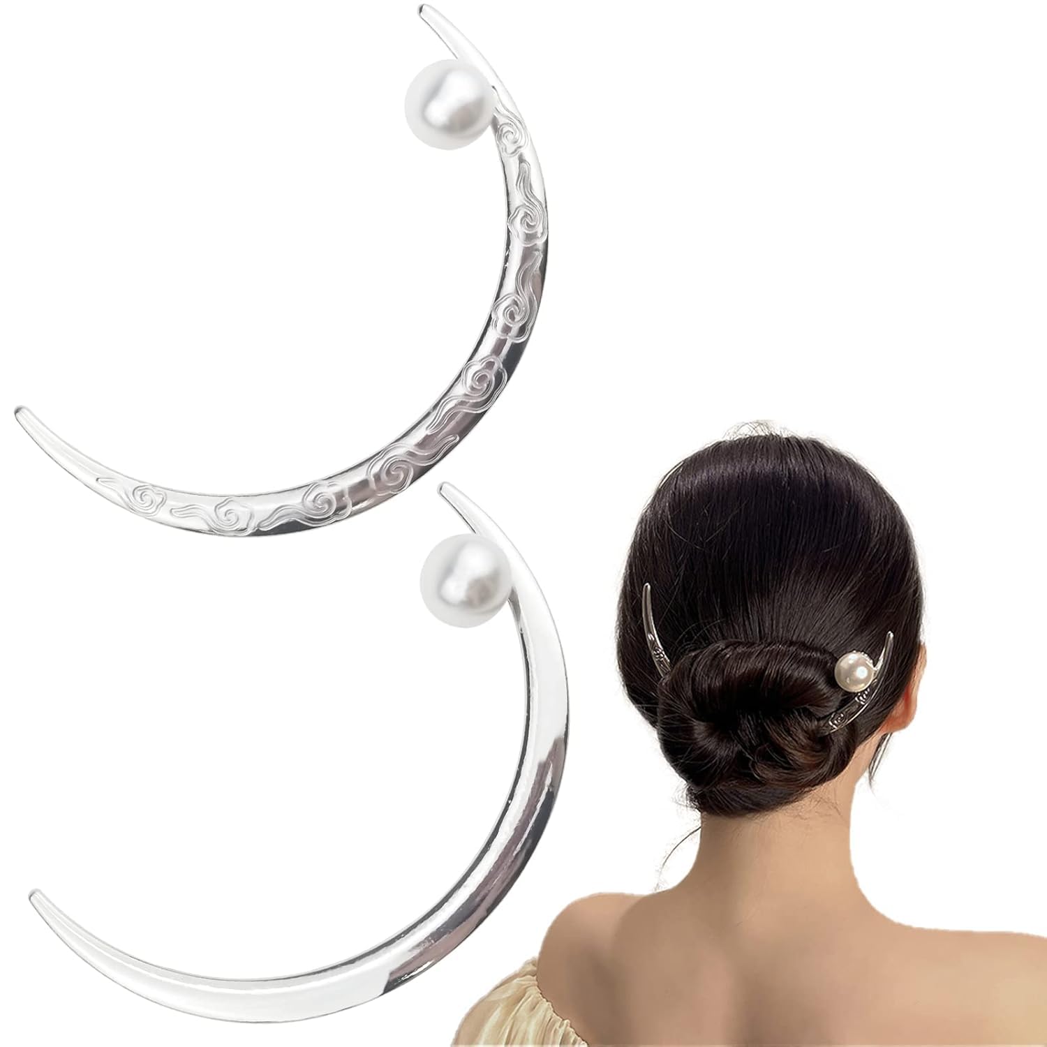 Buy Melodio 2PCS Crescent Moon Hair Forks for Women, Retro Metal