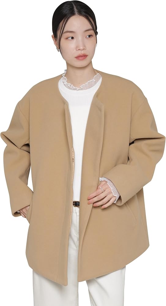 Amazon.co.jp: [ナノ・ユニバース] ノーカラー ミドル コート