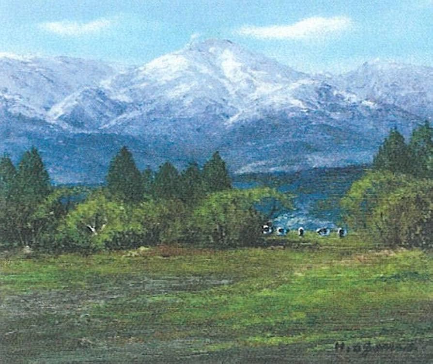 Amazon.co.jp: 小川久雄 那須高原の牧場 F8号 受注制作 油彩画 油絵