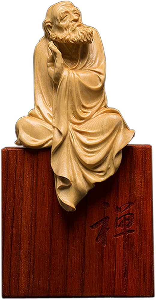 Amazon.co.jp: [華能] 達磨大師坐像 高級天然ツゲ木彫り達磨像 木製