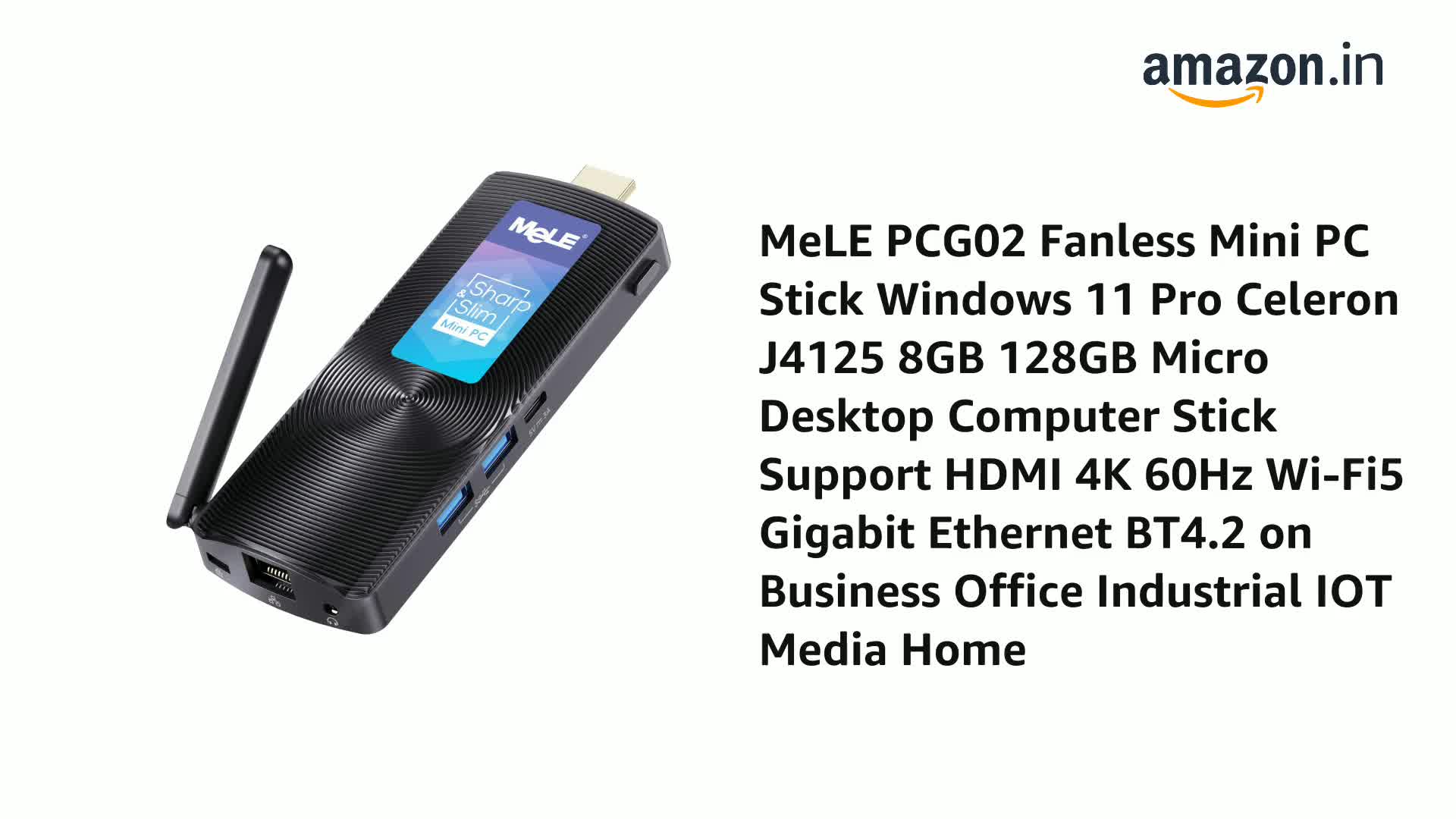 MeLE PCG02 Fanless Mini PC Stick, Celeron J4125 8GB 128GB Micro