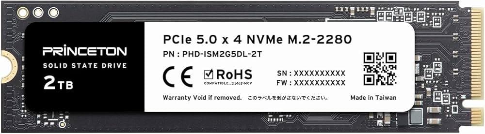 Amazon | プリンストン M.2 PCIe5.0x4 NVMe 対応 内蔵型 SSD (2TB) PHD