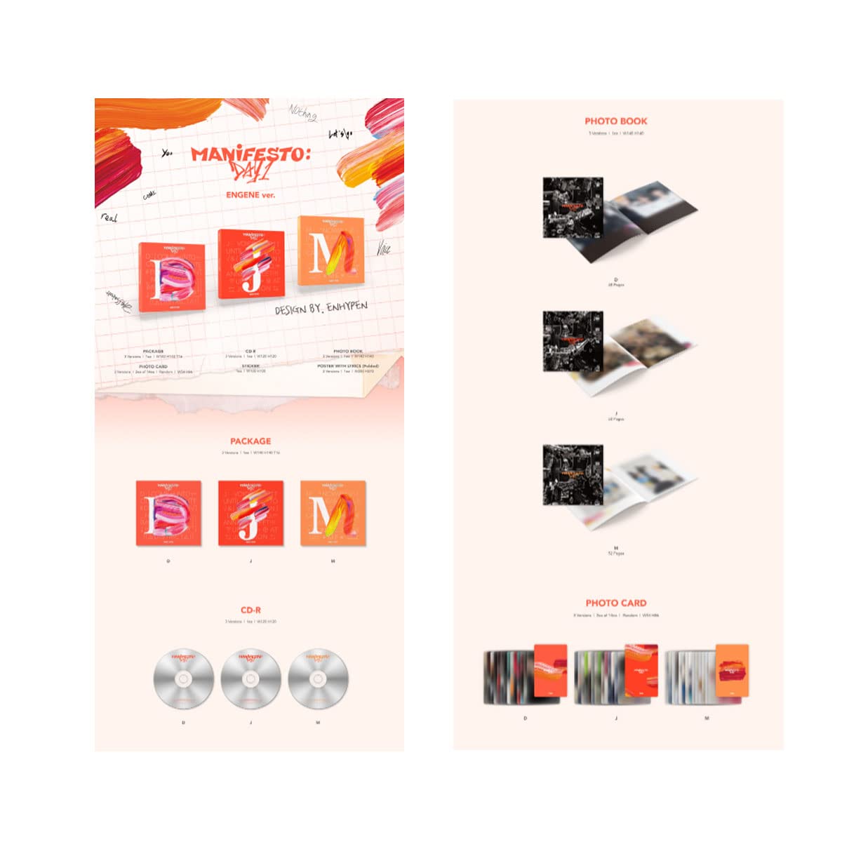 Amazon.com: ENHYPEN Album - MANIFESTO : DAY 1 (ENGENE set +