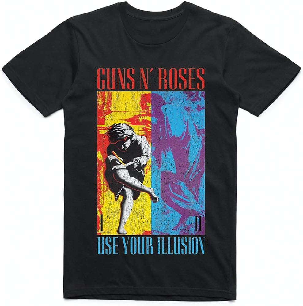 Amazon.com: Guns N' Roses 1991 Illusion Black T-Shirt : Clothing