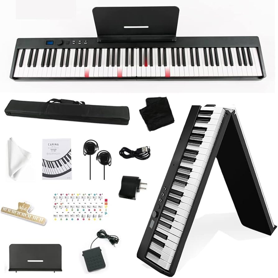 Amazon | Carina 折りたたみ 電子ピアノ 光る鍵盤 88鍵盤 コンパクト