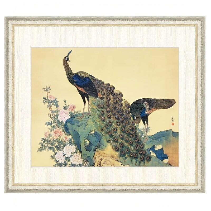 Amazon.co.jp: 日本の名画 円山応挙 牡丹孔雀図（ぼたんくじゃくず