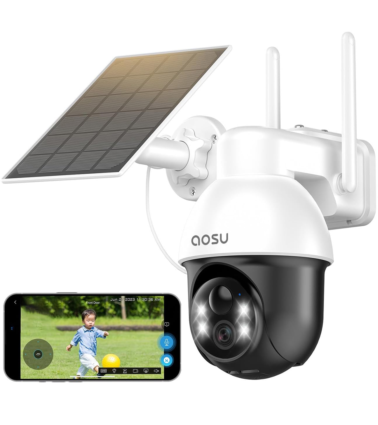 Amazon.co.jp: aosu 防犯カメラ 屋外 ソーラー 自動追尾 wifi 3MP 人感