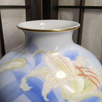 Amazon.co.jp: 深川製磁 宮内庁御用達 官窯染付 花鳥紋百合に雀 花瓶1