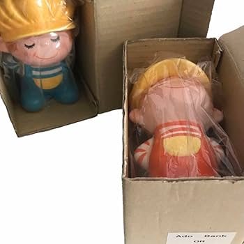 Amazon.co.jp: レトロ 水森亜土 アドちゃん 陶器貯金箱 セット : おもちゃ