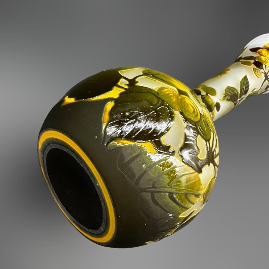 Amazon.co.jp: エミールガレ 鶴首 花瓶 カメオ彫り 被せガラス 高さ