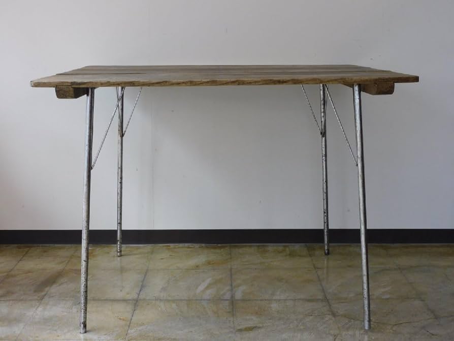 Amazon.co.jp: ふるい木味おおきな鉄脚テーブルHK-a-03442アンティーク