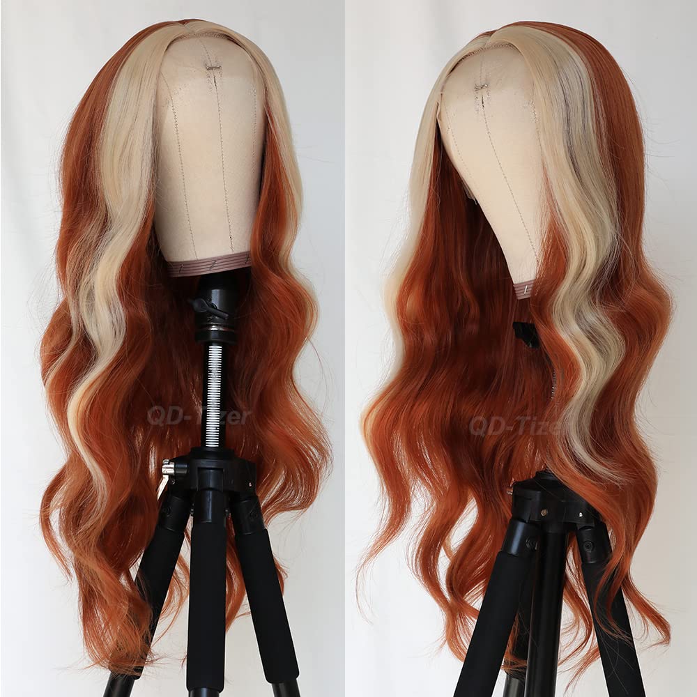 Amazon.com : QD-Tizer Ginger Orange Wig with Blonde Highlights