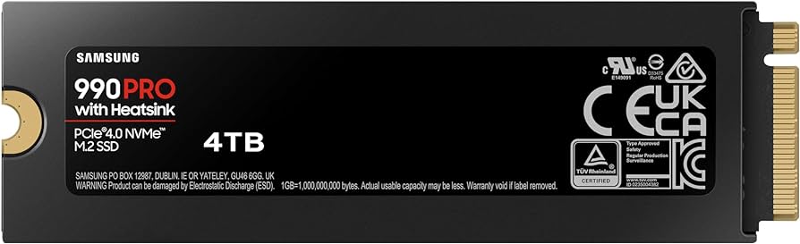 SAMSUNG 990 PRO com dissipador de calor SSD 4TB, PCIe Gen4 M.2