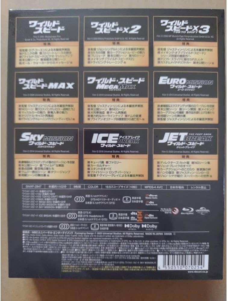 Amazon.co.jp: ワイルド・スピード 1-9 シリーズ・ブルーレイ