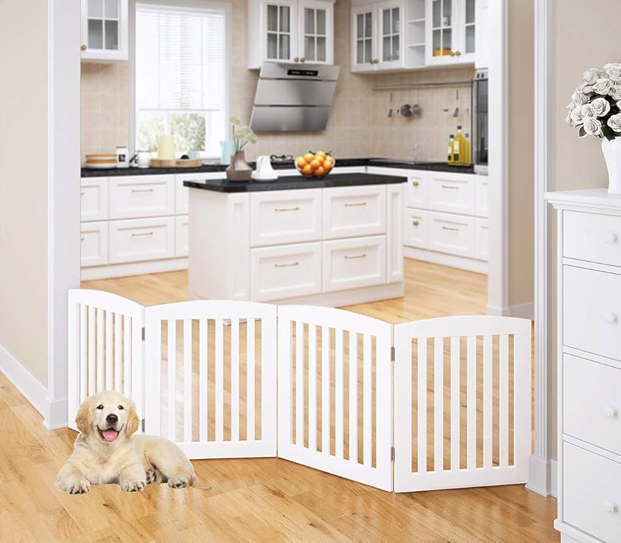Amazon.com: PAWLAND Wooden Freestanding Foldable Pet Gate for Dogs