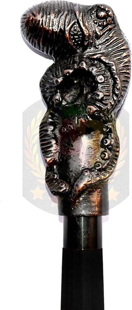 Amazon.co.jp: アンティーク タコ 真鍮 歩行棒 杖 ブラック 木製 2