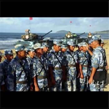 Amazon | 中国軍07式海軍陸戦隊用海洋迷彩戦闘服上下帽子セット 165