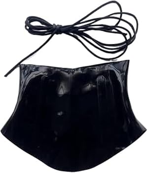 Amazon.co.jp: ユニセックス黒厚いラテックス襟ラバーネックコルセット