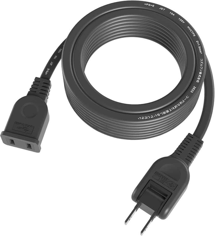 Amazon.co.jp: 延長コード 5m 1口 15A 125V 1500W ブラック 電源