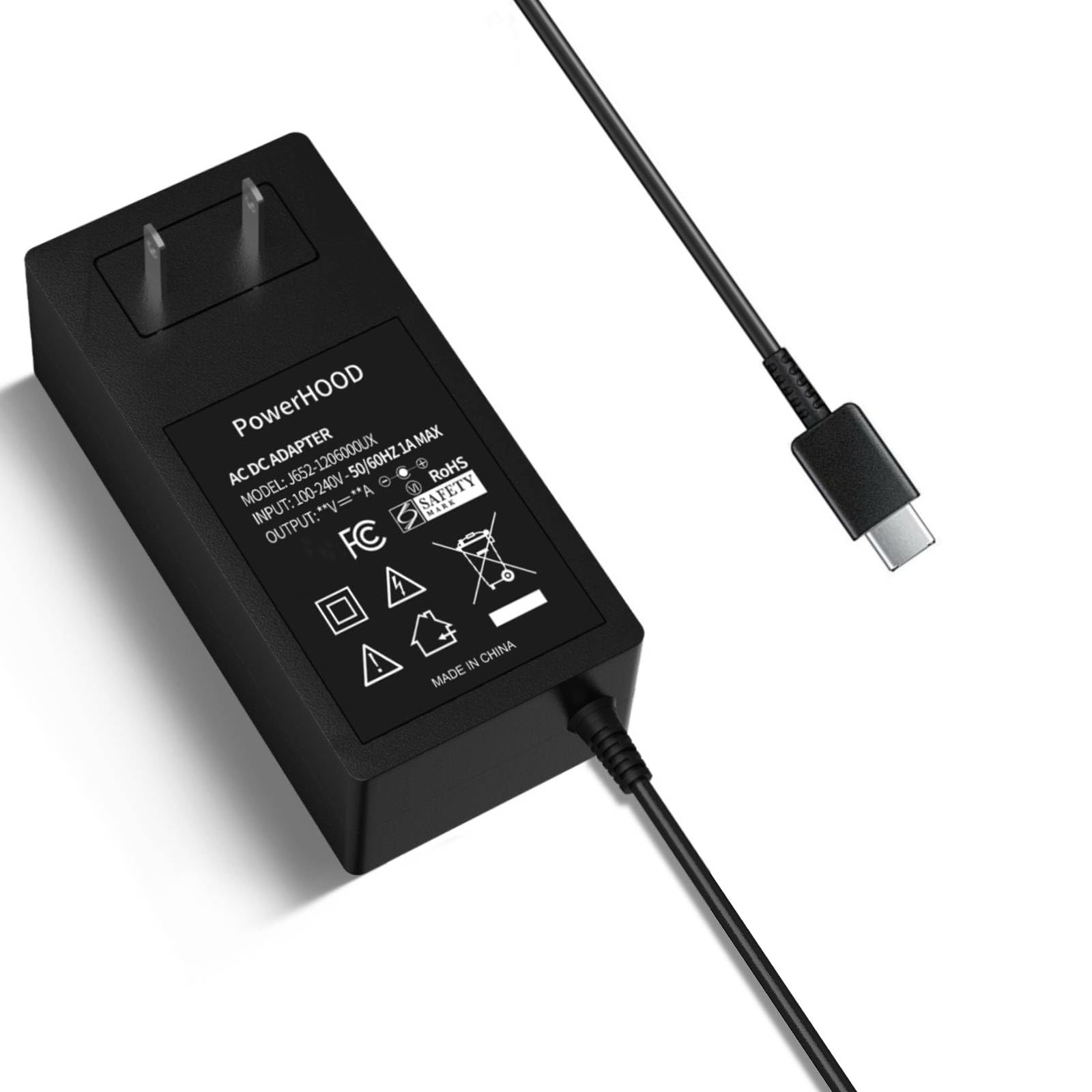 Amazon.com: PowerHOOD UL Listed 12V USB-C AC Adapter Compatible