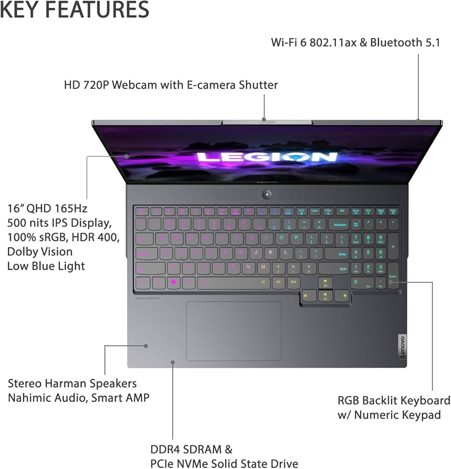 Amazon.com: Lenovo Legion 7 Gaming Laptop, 16