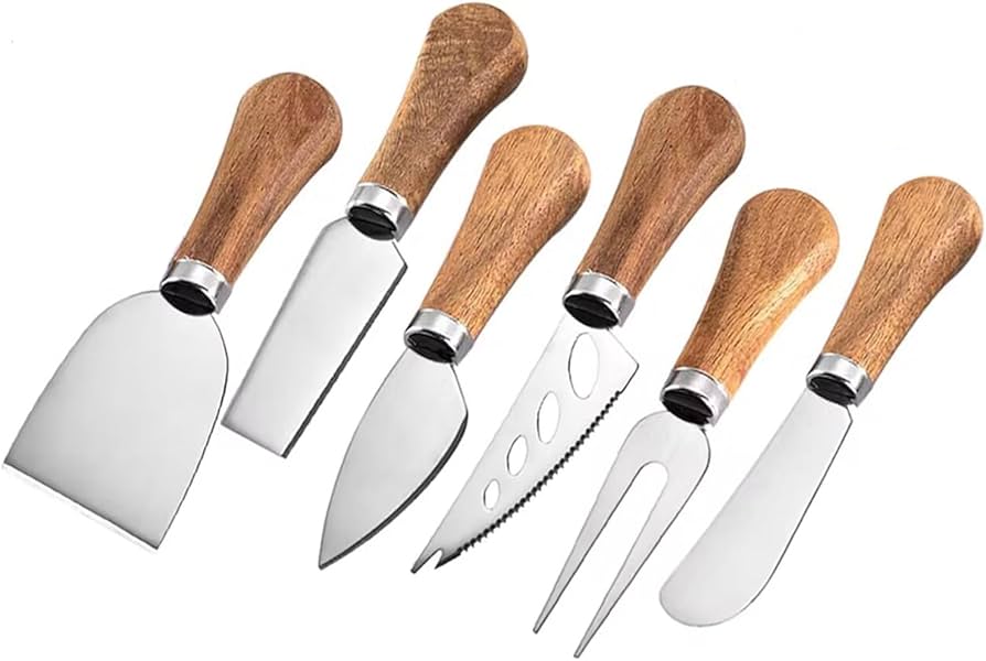 Amazon.com: Cheese Knives 6 Set with Wooden Handle, Mini Steel