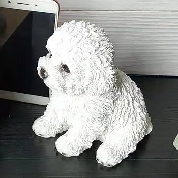Amazon.co.jp: 愛らしいビション・フリーゼ犬の像、ハンド樹脂動物彫刻