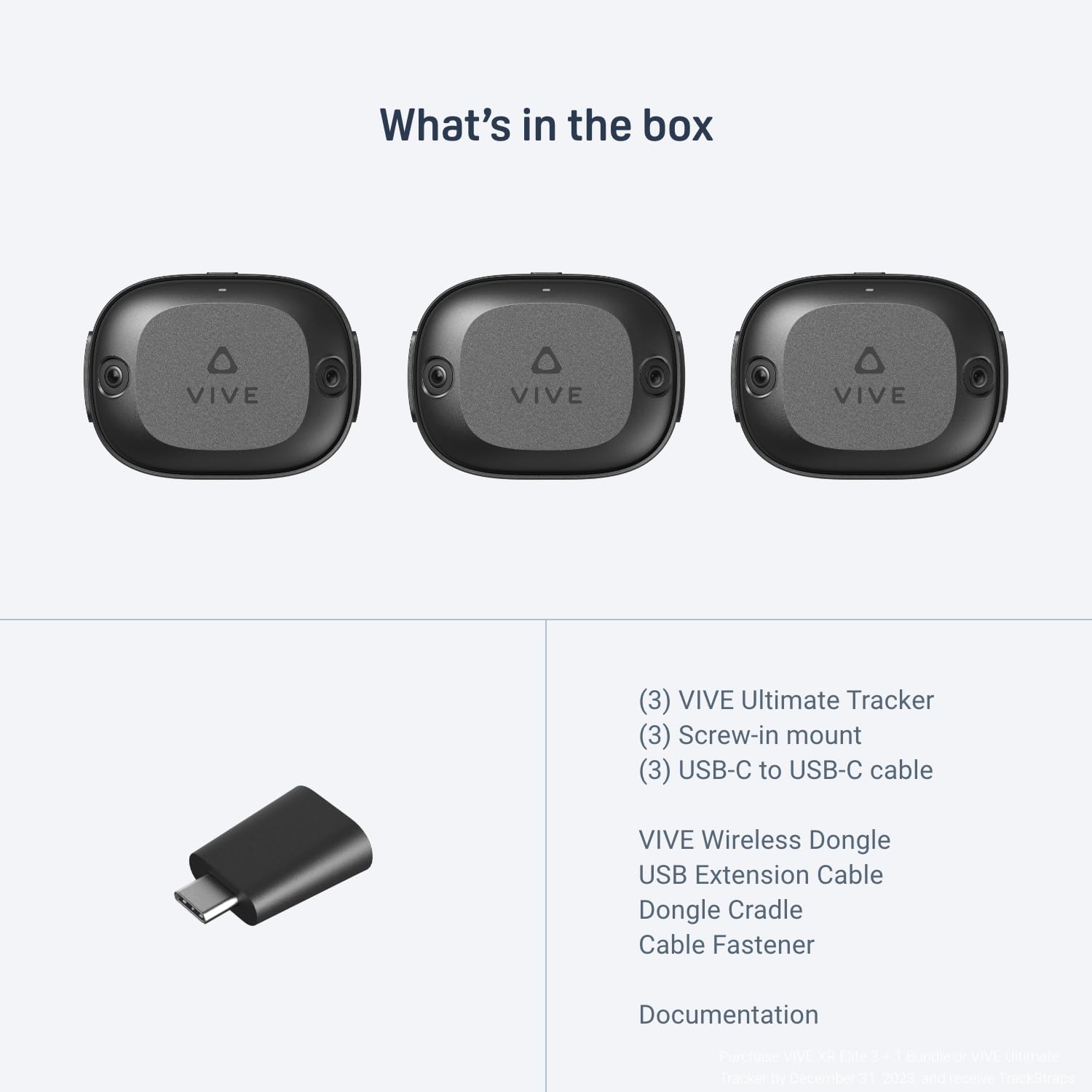 HTC Vive Ultimate Tracker 3 Pack + Dongle - Vr Full Body Tracking