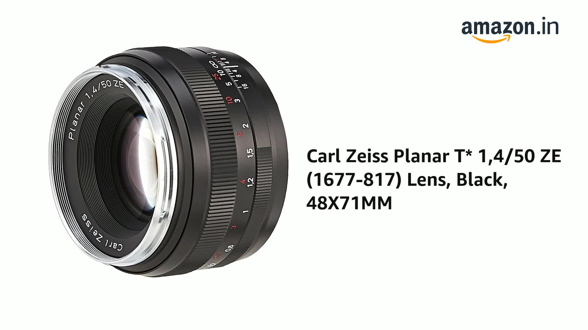 Zeiss Carl Planar T* 1,4/50 ZE (1677-817) Lens, Black, 48X71MM