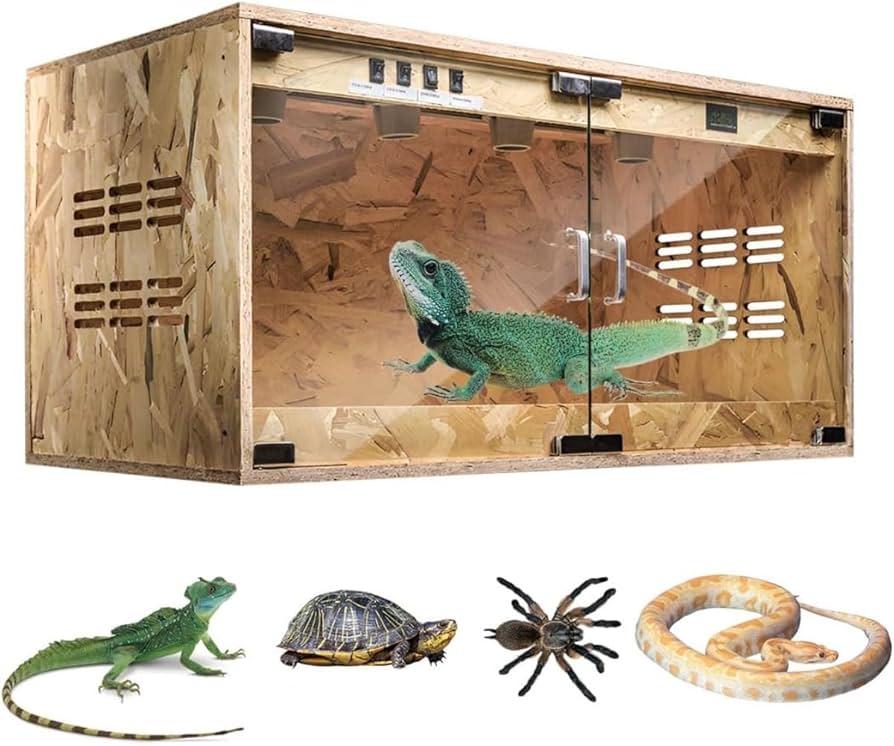 Amazon | 爬虫類 ケージ レオパ ケージ 100x50x50cm 木製飼育ケージ