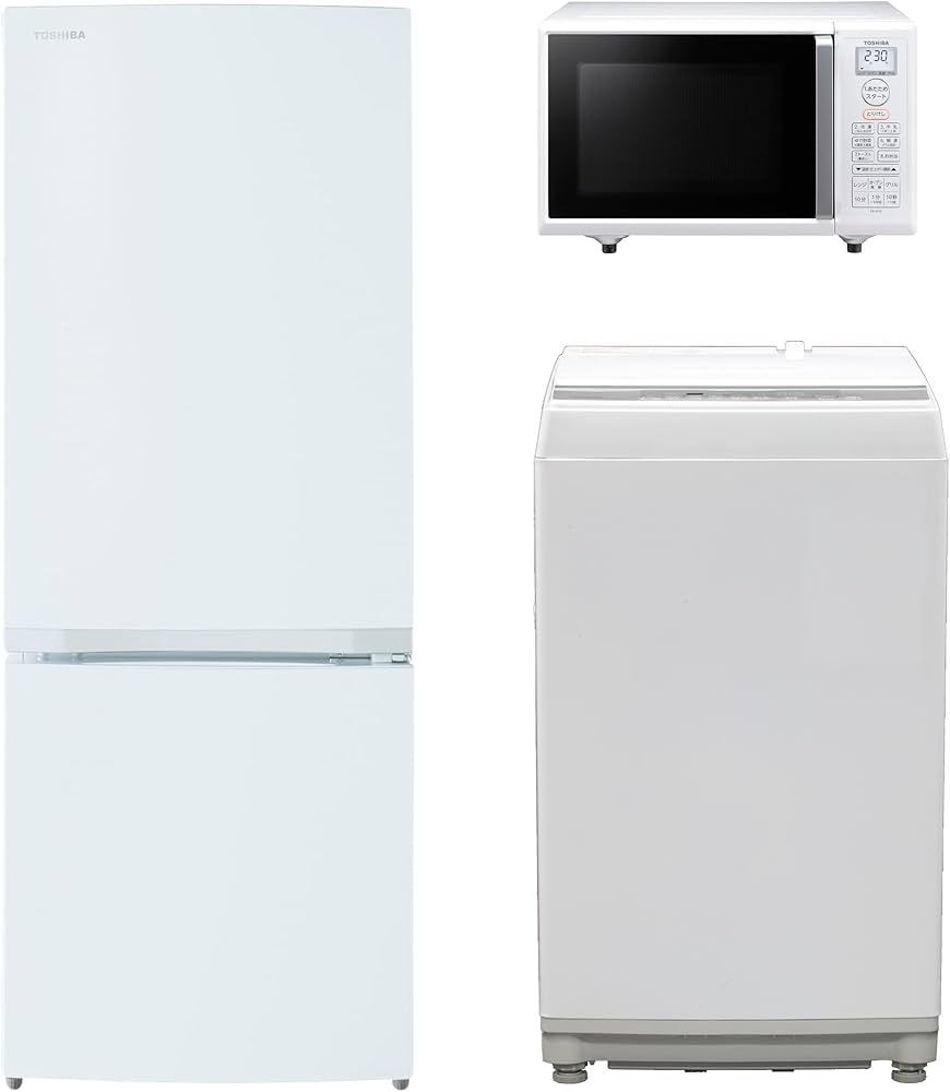 Amazon | TOSHIBA(東芝)【3点セット】冷蔵庫 153L+洗濯機 7kg+レンジ