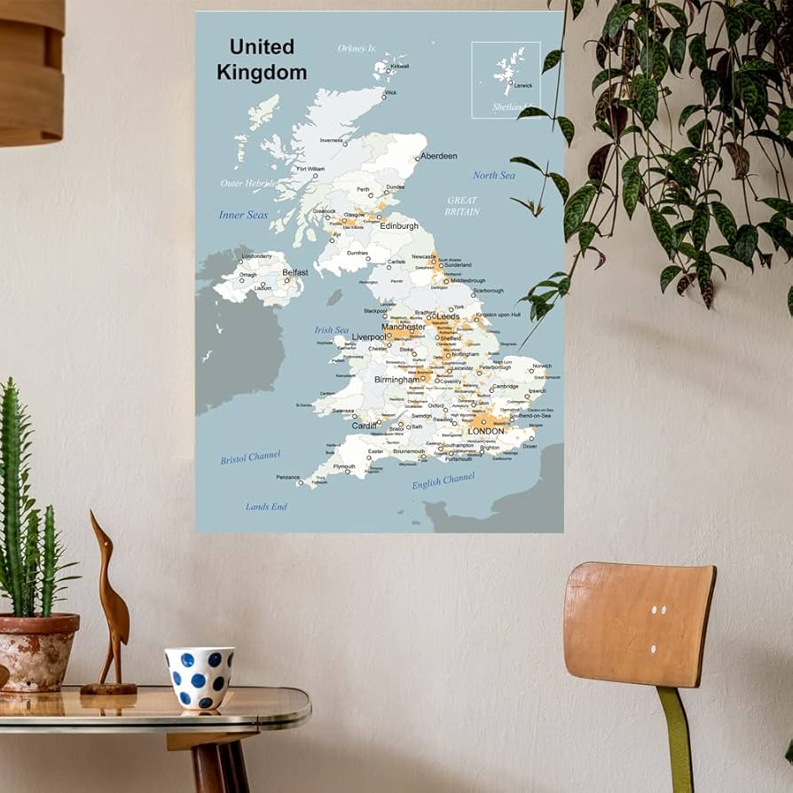 Amazon.co.jp: Hotdogger イギリス 地図 MAP ポスター 大型 ［ A1