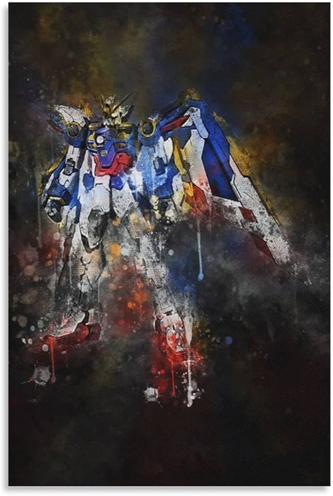 Amazon.co.jp: ガンダム水彩画絵画HD印刷キャンバスアートキャンバス壁