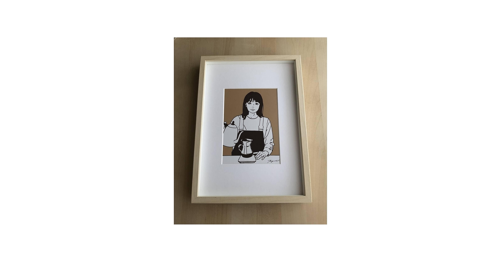 Amazon.co.jp: kj額装品 KYNE イラスト A4額入り 印刷サイン ポスター