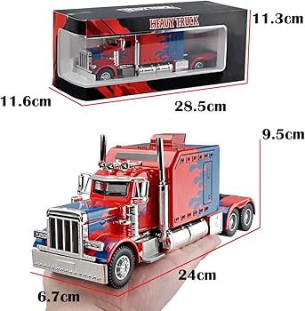 Amazon.com: Toy Semi Heavy Truck Model 1/24 Red Alloy Collectible