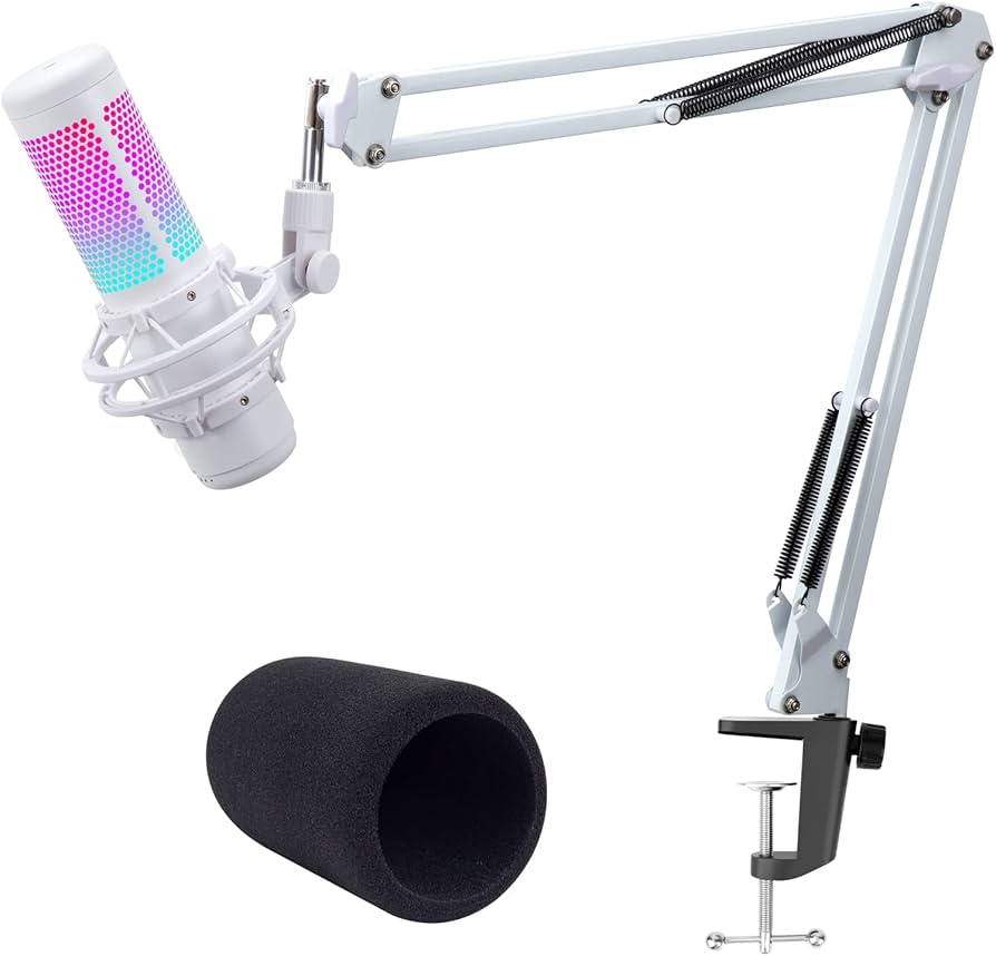 Amazon.com: White Boom Arm for HyperX QuadCast S - White Mic Arm