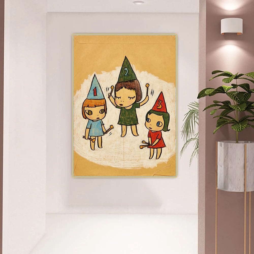 Amazon.co.jp: 奈良美智ポスター 奈良美智 版画《123 Drumming Girls