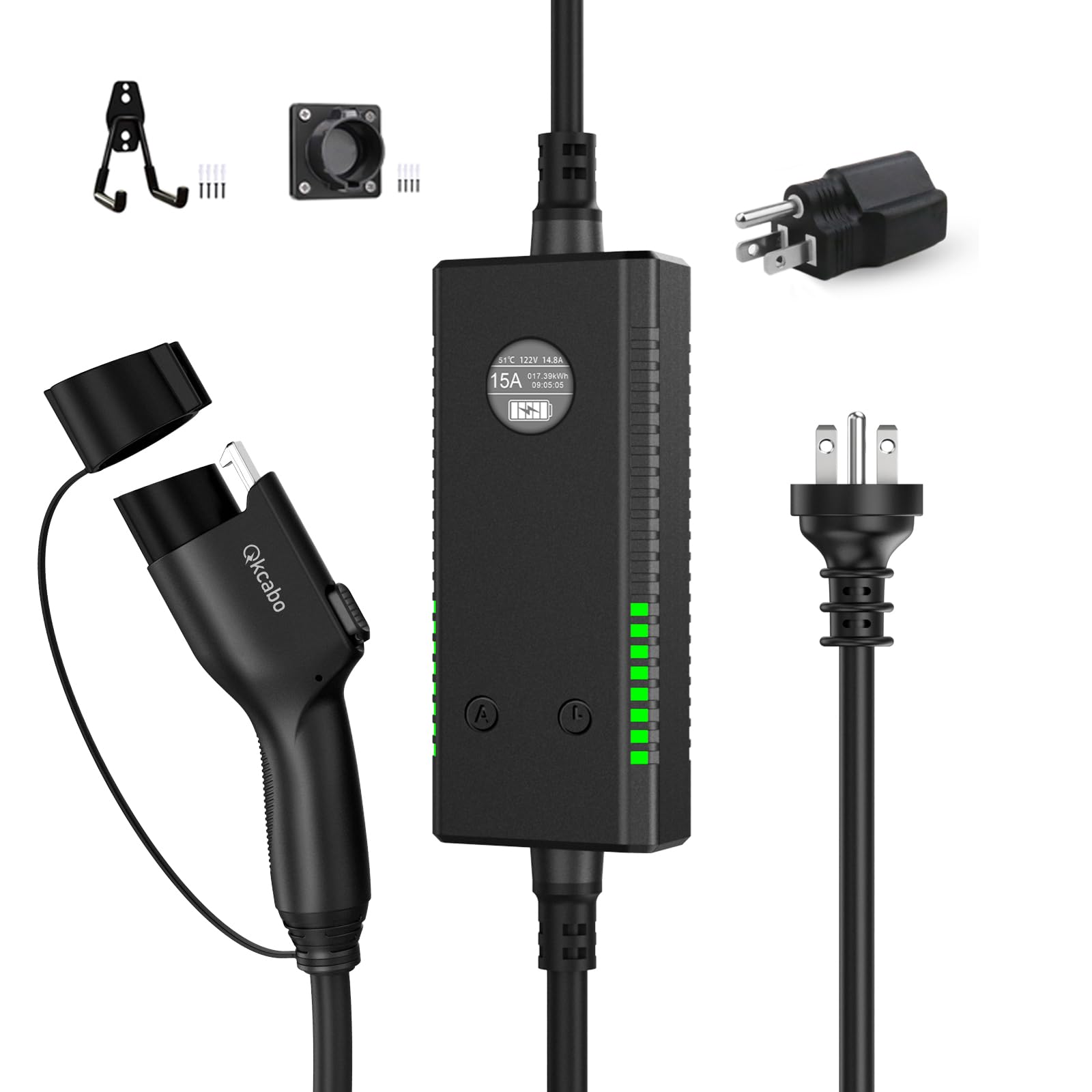 Qkcabo 100V電気自動車充電ケーブルSAE J1772とテスラアダプタ