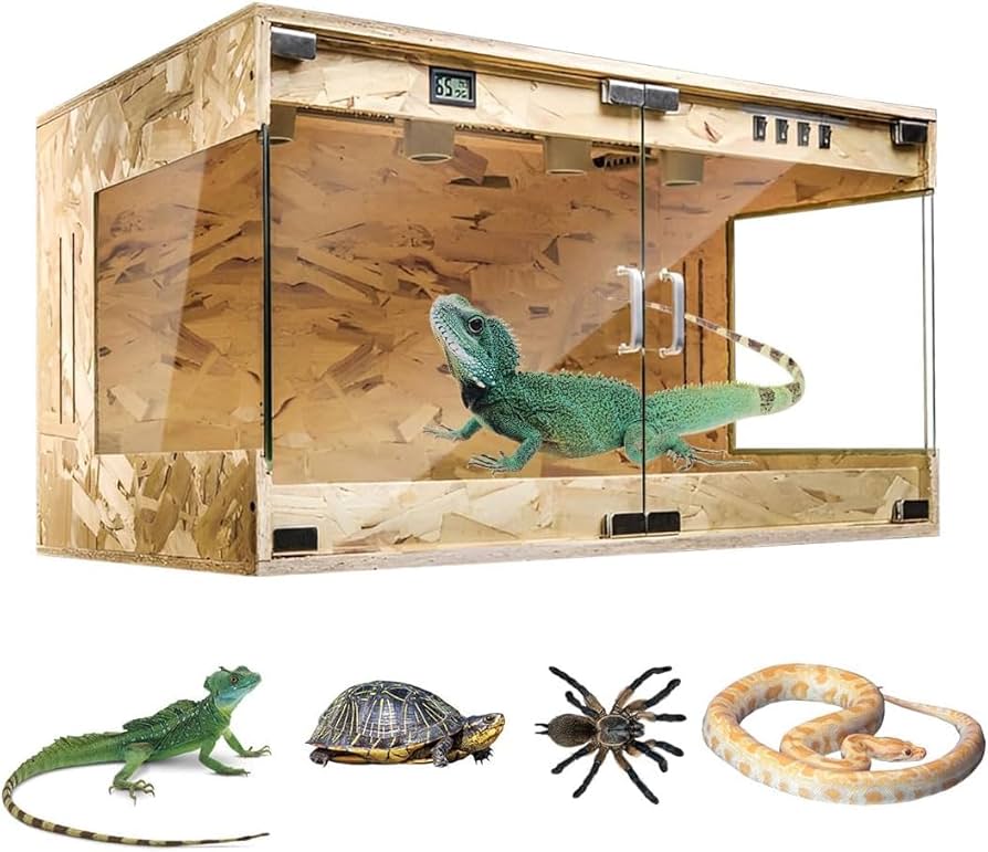 Amazon | 爬虫類 ケージ レオパ ケージ 木製飼育ケージトカゲ 飼育