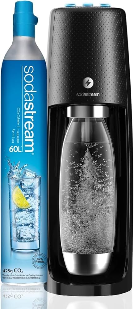 SodaStream Spirit One Touch Black Sparkling Water Maker, 3.5 kg
