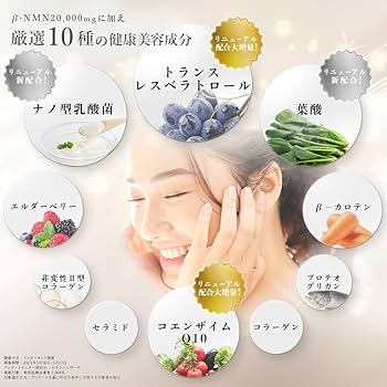 Amazon | 【日本製】β－NMN サプリメント 20,000mg (166.7mg×120粒
