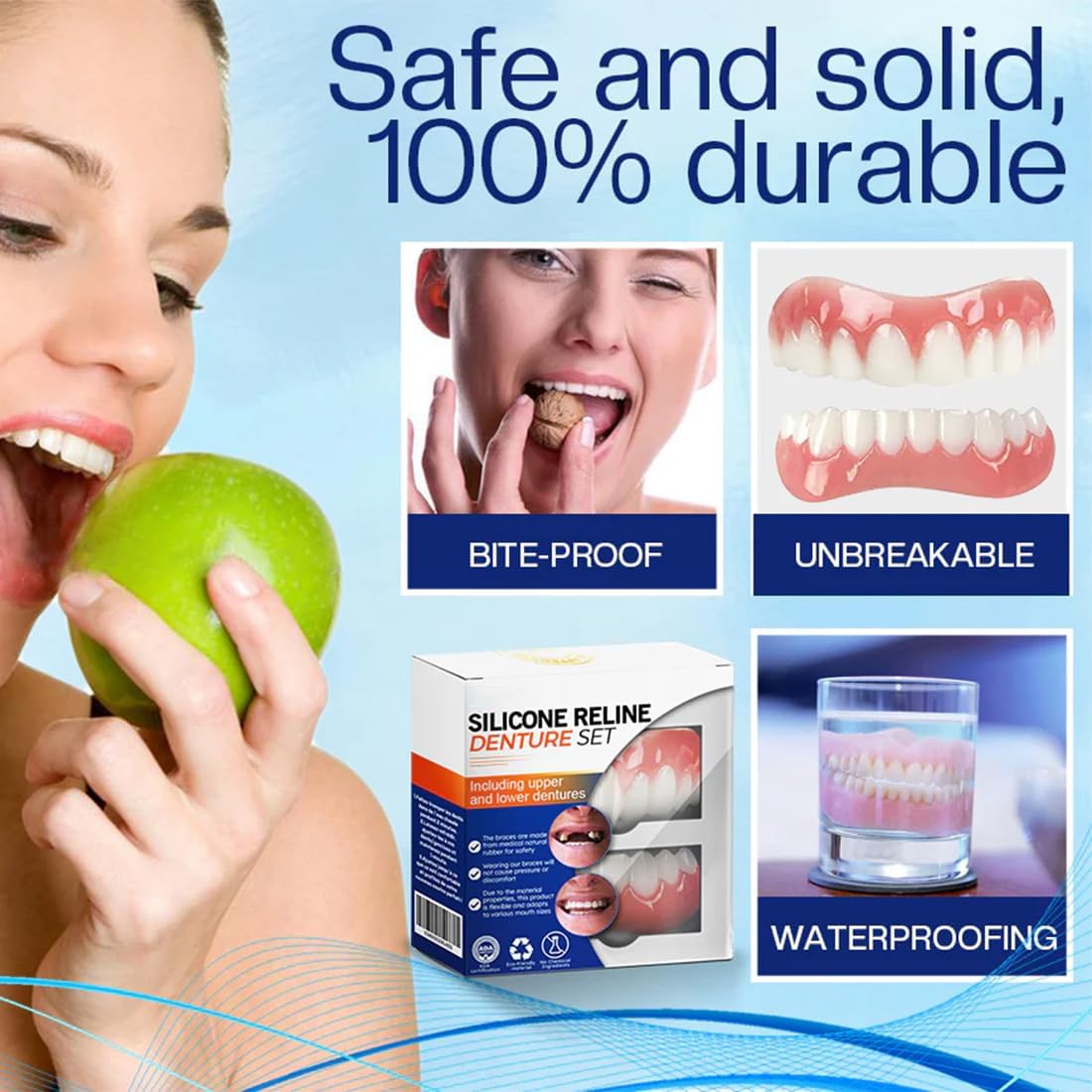 Amazon | シリコンリライン義歯セット、シリコン入れ歯2個 | Inxhbow