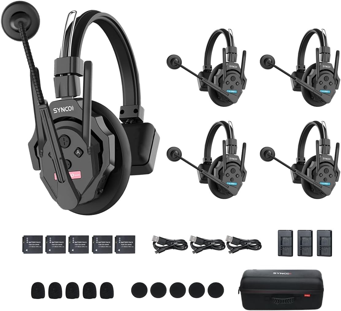 Amazon.co.jp: SYNCO XTALK ワイヤレスインカムヘッドセット 5人対応