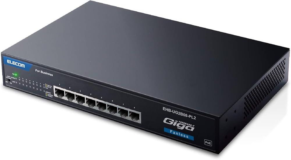 Amazon | エレコム スイッチングハブ 8ポート 金属筺体 PoE 静音ファン