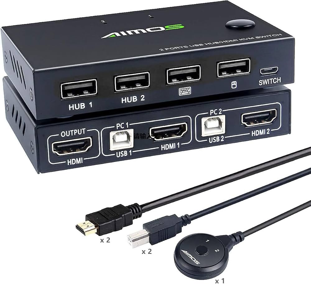 Amazon.co.jp: AIMOS KVMスイッチ HDMI 2入力1出力 KVM切替器 4つの
