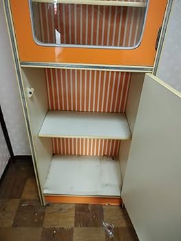 Amazon.co.jp: レトロポップオレンジ食器棚キャビネット本棚飾り棚昭和