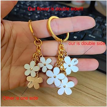 Meimimix Flowers Charms Enameled Keychain Chain Tassel Keyring For