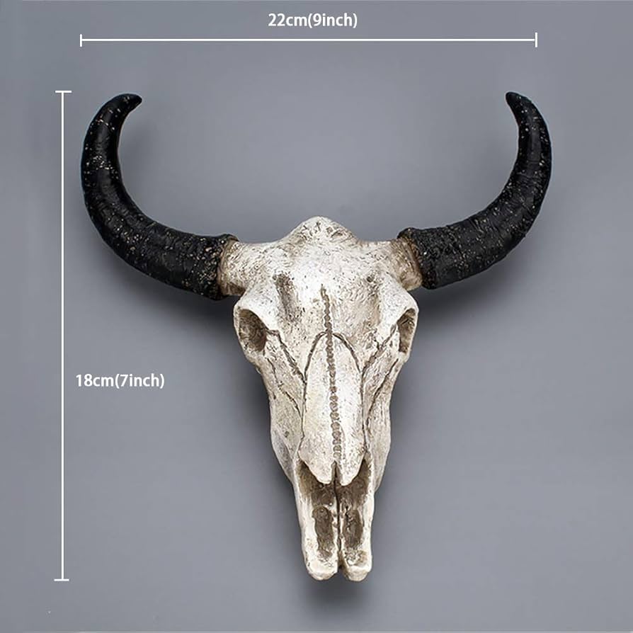 Amazon.co.jp: のどの剥製の雄牛の頭蓋骨の壁の彫刻、3d動物の頭の壁の