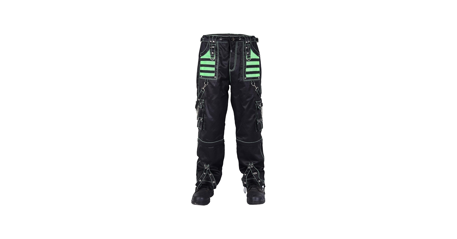 Women Black/Green Jeans Gothic Pant Rock Hard Trouser Streetwear
